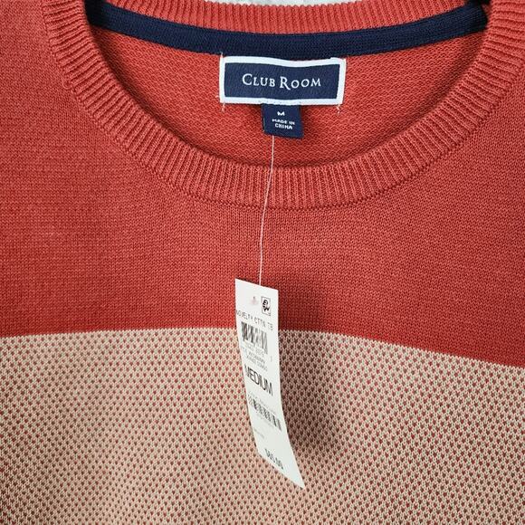 Club room mens sweater Sz M long sleeve striped fall winter A8 - Picture 3 of 3
